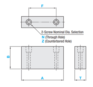 Urethane / Rubber Blocks Dimensional Drawing