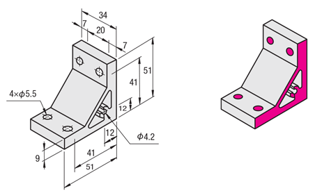 5 Series (groove width 6 mm) - For 2-row grooves - Extruded extra thick bracket: Related images