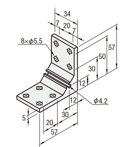 5 Series (groove width 6 mm) - For 2-row grooves - Extrusion thick bracket: Related images