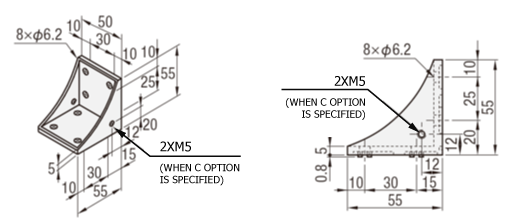 6 Series (8mm Groove Width) - For 2-Row Grooves - Reversed 90 degree Brackets with Protrusions, 8 Mounting Holes: Related Images