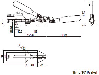 (Economic Type) Side Fixed Closing Pressure of Side Push Type Toggle Clamp 1800N Dimensional Drawing