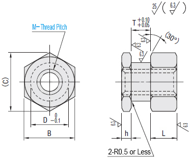 Economic type Single floating joint Female thread type Dimensional drawing
