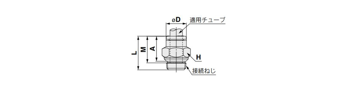KQ2H04-U/KQ2H06-U /KQ2H08-U/KQ2H10-U/KQ2H12-U/KQ2H16-U Series dimensional drawing