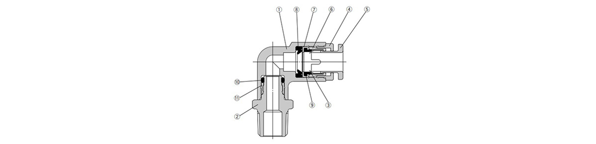 Clean One-Touch Fitting For Blowing KP Series structural drawing