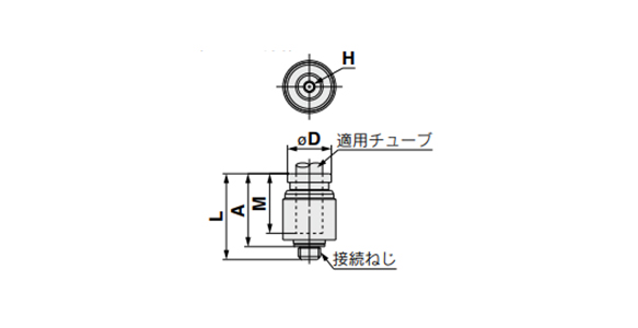 Half Union Fitting With Hex Socket: KQG2S outline drawing (with M5)