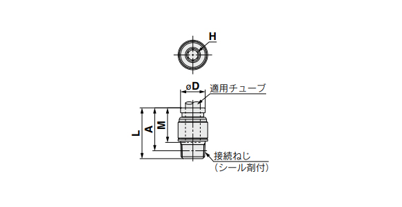Half Union Fitting With Hex Socket: KQG2S outline drawing (with NPT)