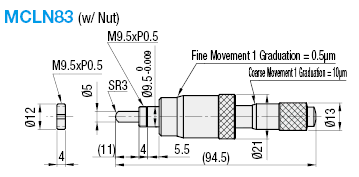 [ชิ้นส่วนซ่อมบำรุงสเตจ] หัวไมโครมิเตอร์ (ฟีดหยาบ +/-6.5 มม, ฟีดละเอียด 0.2 มม.): รูปภาพที่เกี่ยวข้อง