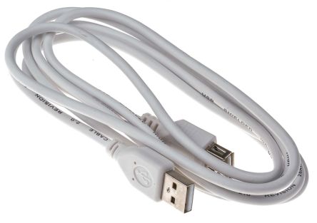RS PRO เกลียวนอก USB A ถึง USB A ตัวเมีย สายต่อ สายไฟ, USB 2.0, 1.8 ม., เปลือก สีขาว