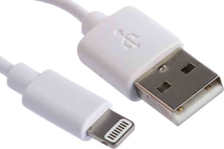 สาย RS PRO เกลียวนอก USB A ถึง เกลียวนอก Lightning สายต่อคอนเนคเตอร์, USB 2.0, 1 ม
