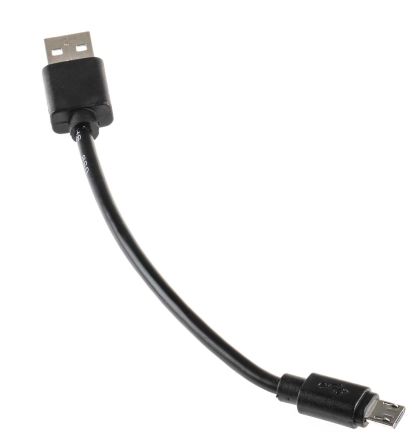 RS PRO เกลียวนอก สาย USB A ถึง micro USB B เกลียวนอก , สายไฟ 2.0, 150 มม., เปลือก สีดำ