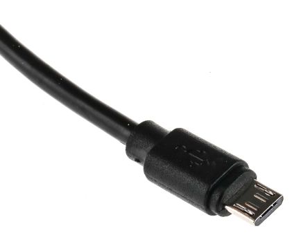 RS PRO เกลียวนอก สาย USB A ถึง micro สายไฟ B เกลียวนอก , USB 2.0 ยาว 3 ม. เปลือก สีดำ
