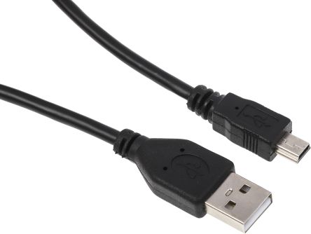 RS PRO เกลียวนอก สาย USB A ถึง เกลียวนอก mini USB B , สายไฟ 2.0, 500 มม