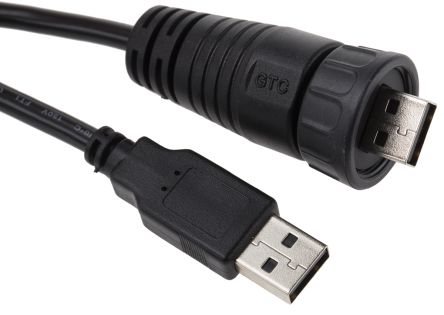 RS PRO เกลียวนอก สาย USB A ถึง เกลียวนอก USB A (ติดตั้งได้) , สายไฟ 2.0, 2 ม