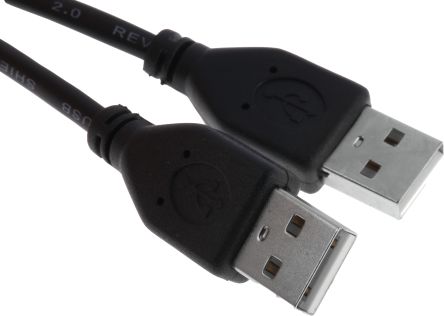 RS PRO เกลียวนอก สาย USB A ถึง สายไฟ A เกลียวนอก , USB 2.0, 1 ม., เปลือก สีดำ