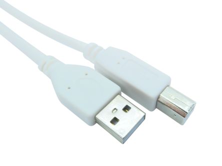 RS PRO เกลียวนอก สาย USB A ถึง USB B เกลียวนอก , สายไฟ 2.0, 4.5 ม