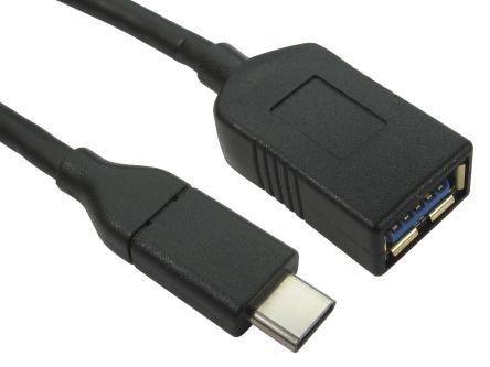 RS PRO เกลียวนอก สาย USB C ถึง ตัวเมีย A , สายไฟ 3.0, USB 3.1, 1 ม