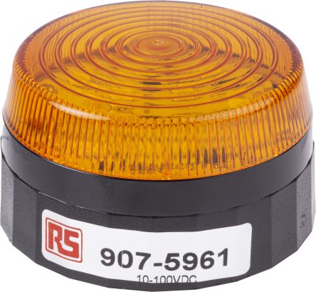 ไฟสัญญาณ LED กะพริบ RS PRO สีเหลืองอำพัน, 10 ถึง 100 V DC, แบบยึดด้วยสกรู, IP67, LLP