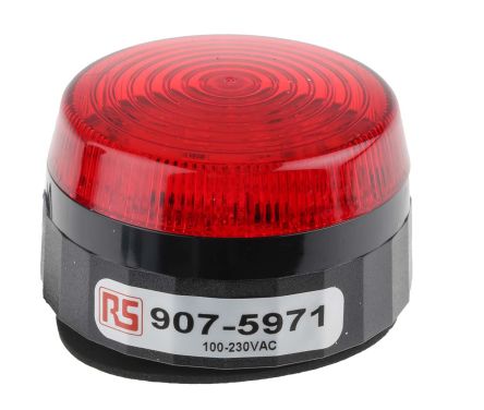 ไฟสัญญาณ LED สีแดง RS PRO กะพริบ, 110 ถึง 230 V AC, แบบยึดด้วยสกรู, IP67, LLP