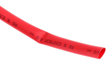 ท่อ การหดตัวด้วยความร้อน RS PRO สีแดง เส้นผ่านศูนย์กลางปลอก 6 มม. x ยาว 7 ม. อัตราส่วน 3:1