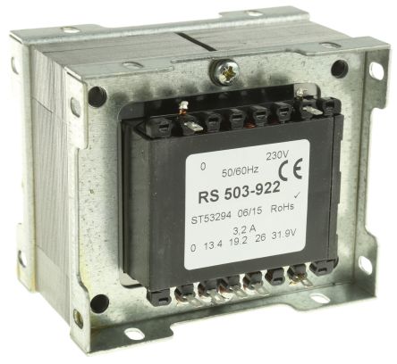 RS PRO 102VA 1 เอาต์พุต หม้อแปลง สำหรับติดตั้งบน เคสคอมพิวเตอร์ , 13.4 V AC, 19.2 V AC, 26 V AC, 31.9 V AC