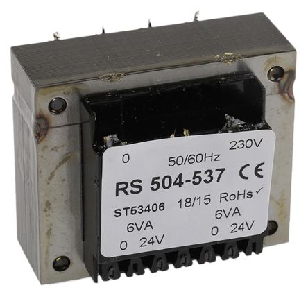 RS PRO 24 V AC 2 เอาต์พุต รูทะลุ หม้อแปลง PCB , 12VA