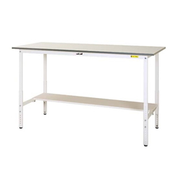 โต๊ะวางชิ้นงาน ทำงาน 150 series แบบปรับความสูงได้ H900 ถึง H1,200 mm. พร้อมแผ่นหิ้งครึ่งหน้า / กระดาน หิ้งเต็มหน้า , รุ่น กระดาน