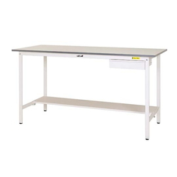 โต๊ะวางชิ้นงาน ทำงาน 150 series มี ตู้ ยึดอยู่กับที่ , H950 mm, มีแผ่นชั้นครึ่งหน้า , กระดาน series