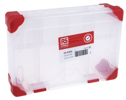 RS PRO 9 เซลล์ โพลีโพรพีลีน สีแดงใส , กล่องช่อง แบบปรับได้ 60 มม. x 240 มม. x 170 มม.