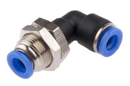 RS PRO Bulkhead adapter tube-to-tube, push in 6 mm to push in 6 mm, รูปแบบ การเชื่อมต่อสายไฟ tube-to-tube, โพลิออกซิเมทิลีน