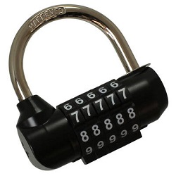 แม่กุญแจล็อครหัสชนิดแหวนกว้างแบบเคลื่อนที่ได้ 5 หลัก