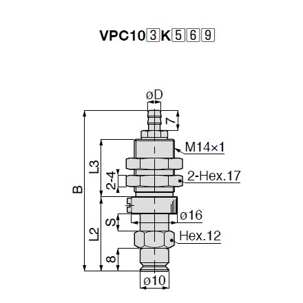 Long สโตรค/ระยะเคลื่อนที่ Slip Resistance Type VPC ข้อต่อท่อลมแบบหัวผ่า Fittings Type with Cover