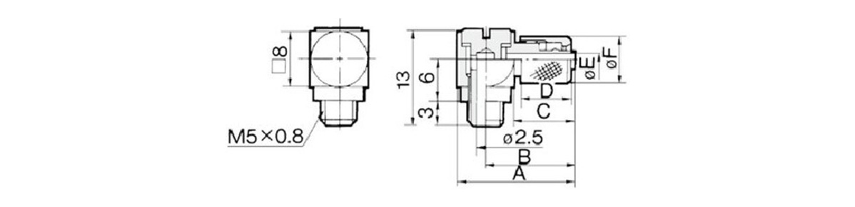 Drawing แสดงโครงร่างของข้องอสาย M-5HL-4, -6 