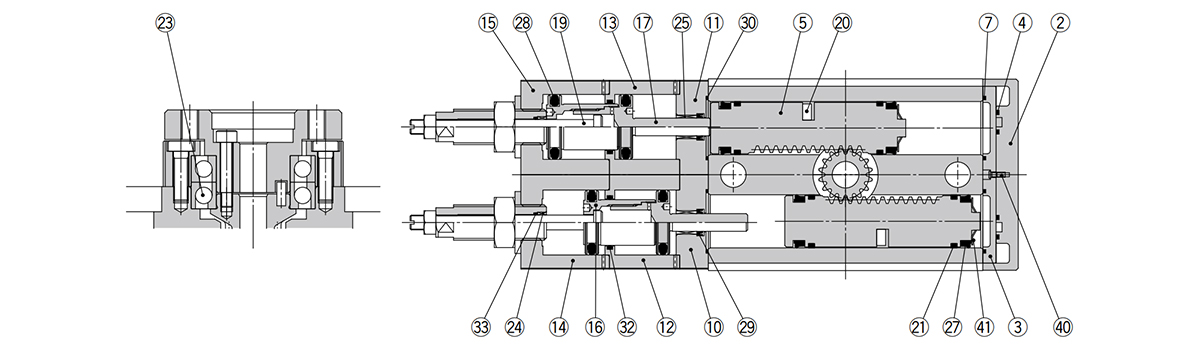 Drawing แสดงโครงสร้าง 1 ของซีรีส์ MSZ (รูปซ้าย: MSZA ชนิดความแม่นยำสูง)