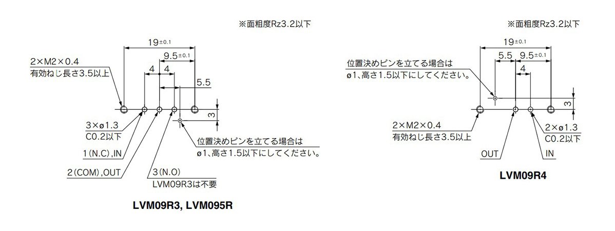 LVM09R3- □□ - □ (NC) / LVM09R4- □□ - □ (NO) / LVM095R- □□ - image (สากล) ภาพของขนาดส่วนต่อประสานที่แนะนำ