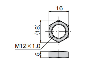 Drawing ระบุขนาดของนัท CP-536-2/3 (มม.)