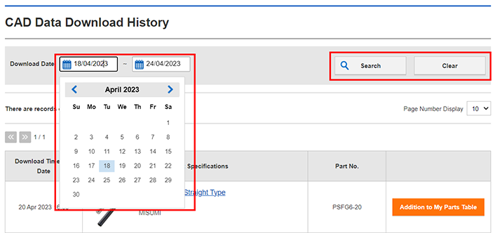 CAD Data Download History