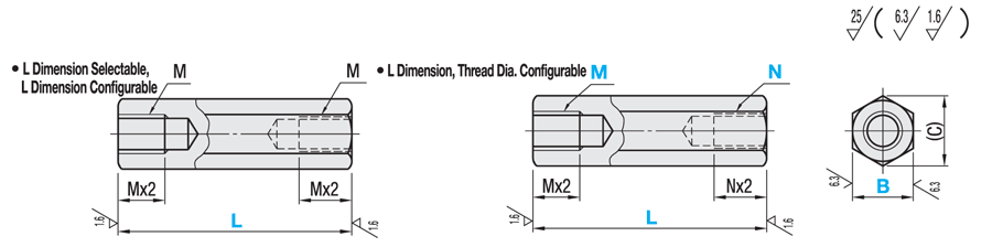 Hex Posts - Both Ends Tapped:Related Image
