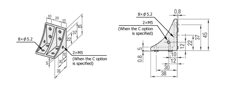 5 Series (groove width 6 mm) - For 2-row grooves - Reversed bracket with protrusion: Related images