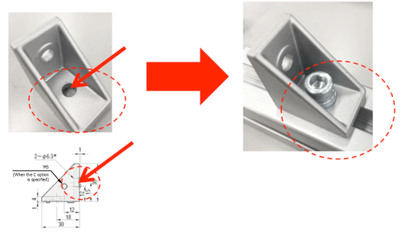 5 Series (groove width 6 mm) - For single row groove - Reversed bracket with protrusion Related image 1_Installation method: Related image