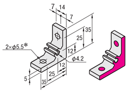 5 Series (groove width 6 mm) - For single row groove - Extrusion thick bracket: Related images