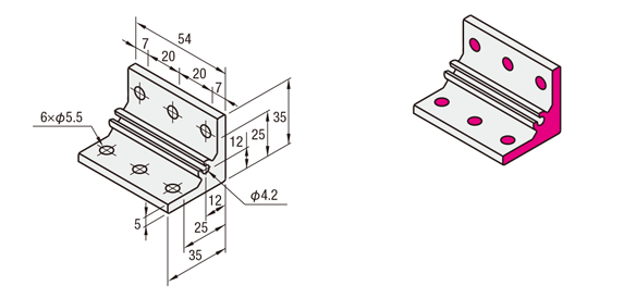 5 Series (groove width 6 mm) - For 3-row grooves - Extrusion thick bracket: Related images