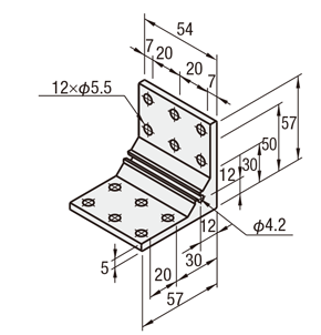 5 Series (groove width 6 mm) - For 3-row grooves - Extruded thick bracket with 12 mounting holes: Related images