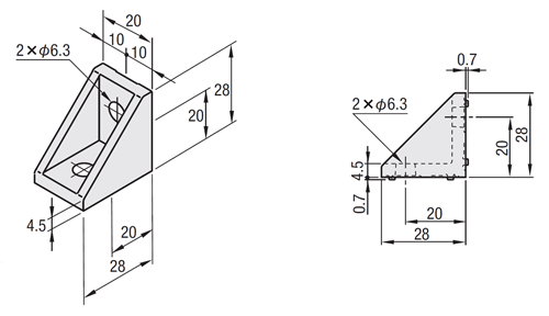 6 Series (8mm Groove Width) - For Single Groove - Protrusion 90 degree Brackets: Related Images