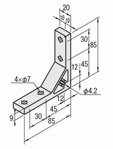 6 Series (groove width 8 mm) - For single row grooves - Extruded thick bracket with 4 mounting holes: Related images