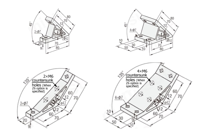 Angled bracket for 6 series (groove width 8 mm): Related images