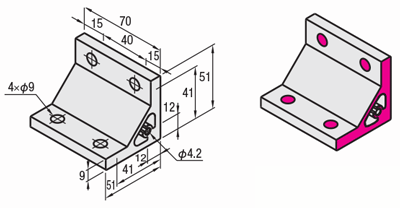 8 Series (groove width 10 mm) - For 2-row grooves - Thick extrusion bracket: Related images