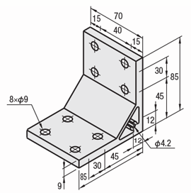 8 Series (10mm Groove Width) - For 2 Row Grooves - Thick Extrusion Bracket with 8 Mounting Holes: Related Images