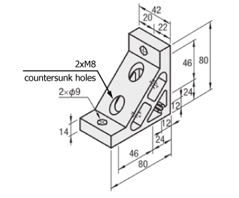 8-45 series (groove width 10 mm) - for single row groove - Extruded extra thick bracket for 50 square: Related images