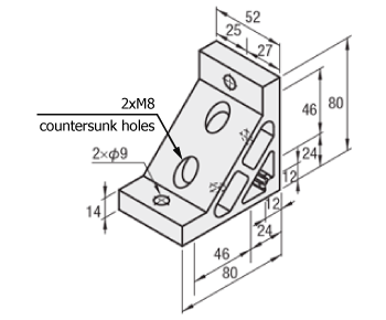 8-45 series (groove width 10 mm) - for single row groove - Extruded extra thick bracket for 60 square: Related images