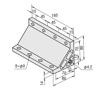 Dimensional Drawing of 90 degree Brackets